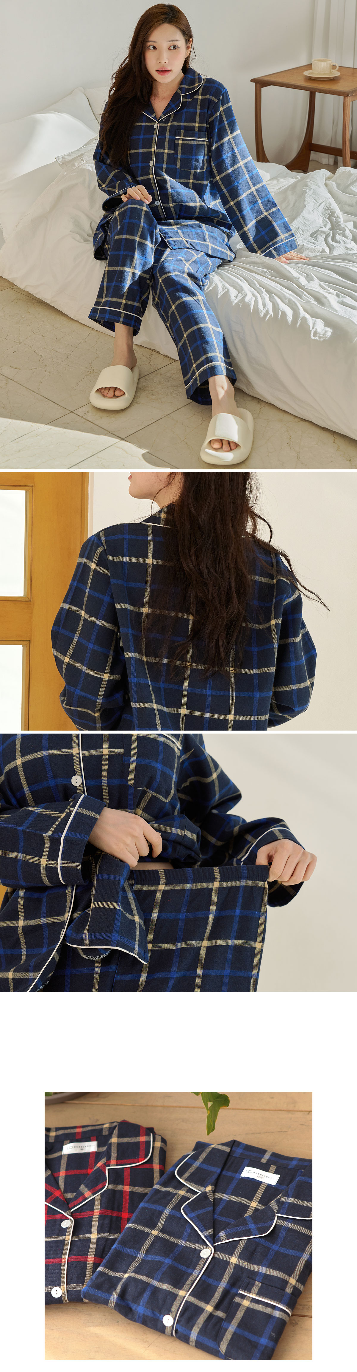 풍선 체크 남여공용 커플잠옷 파자마 상하세트 상세 이미지 4